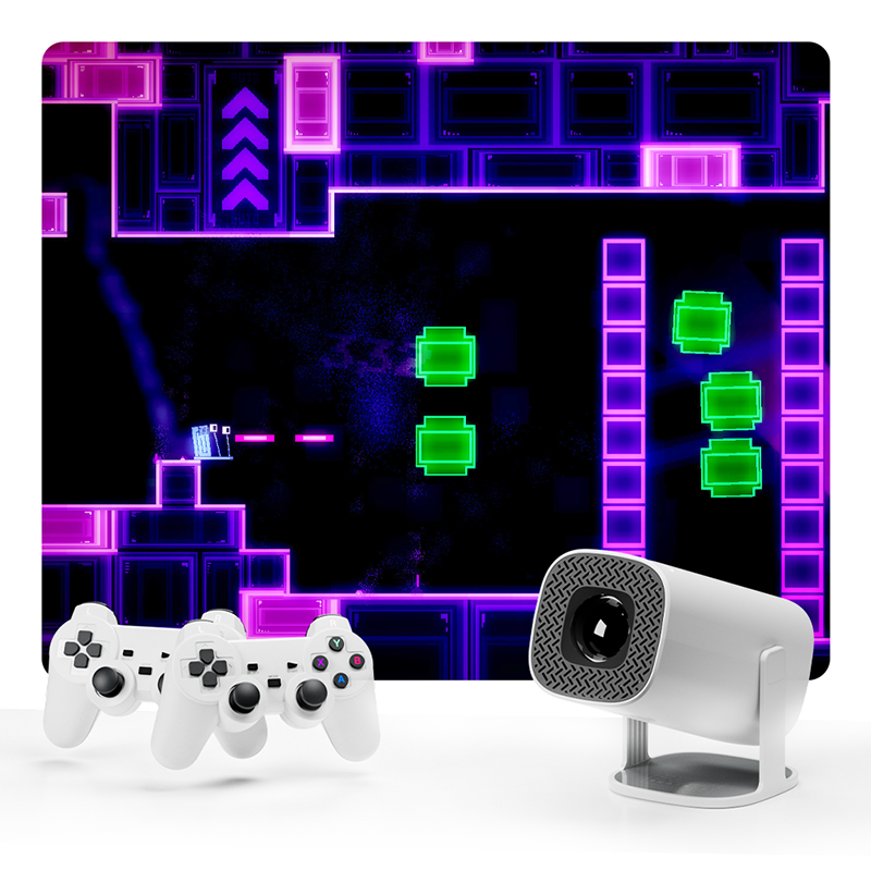 جهاز عرض 4K مع وحدة تحكم ألعاب 2 في 1 جهاز عرض ألعاب 64 جيجابايت Retro 10000 Classic Game 1080P جهاز عرض ذكي محمول WiFi 6 BT متوافق مع Android iOS TV Box HDMI USB PS4 وحدة تحكم الألعاب