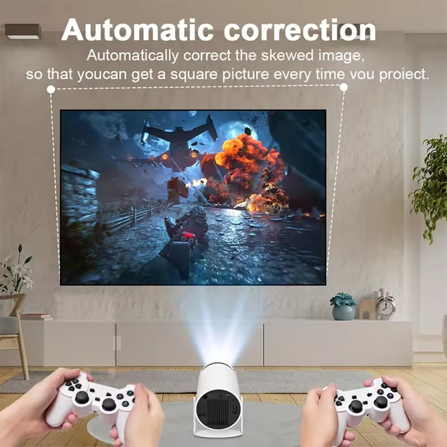 جهاز عرض 4K مع وحدة تحكم ألعاب 2 في 1 جهاز عرض ألعاب 64 جيجابايت Retro 10000 Classic Game 1080P جهاز عرض ذكي محمول WiFi 6 BT متوافق مع Android iOS TV Box HDMI USB PS4 وحدة تحكم الألعاب