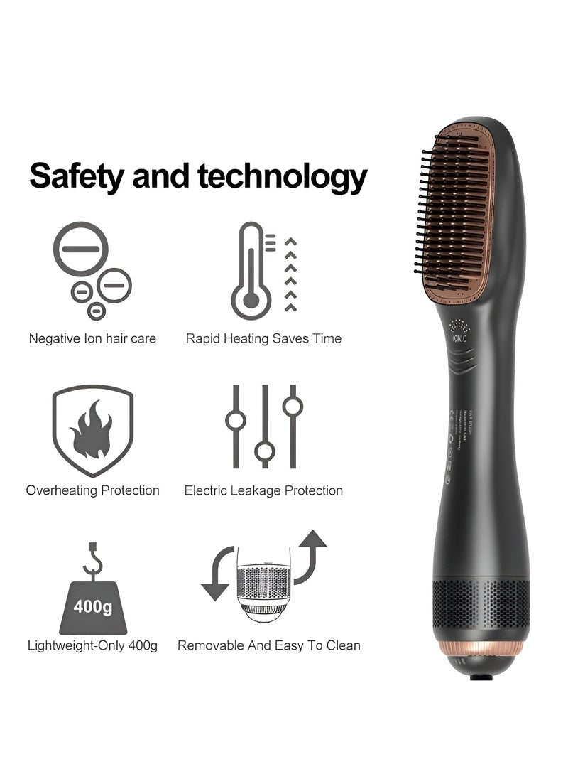 2 In 1 Professional Styling Brush Hair Dryer Brush Negative Ion Blow Dryer Straightening Brush Hot Air Styling Comb Electric Hair Dryer