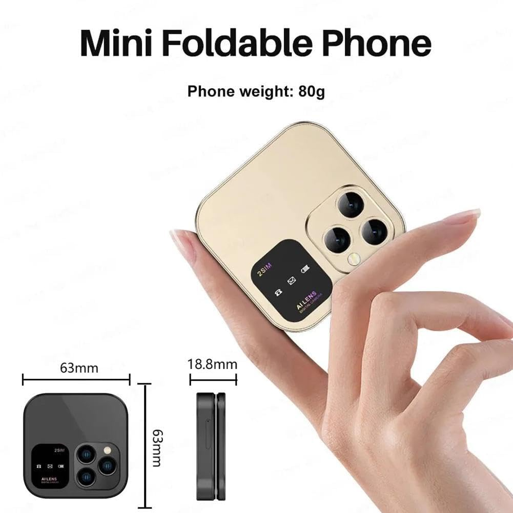 NEW 2024 iPhone i16 Mini Flip Mobile Phone 1000mAh High Capacity Battery Support 2 Inch SlM Screen Multilingual 1.77 Card Phone H9B7 Nano Foldab