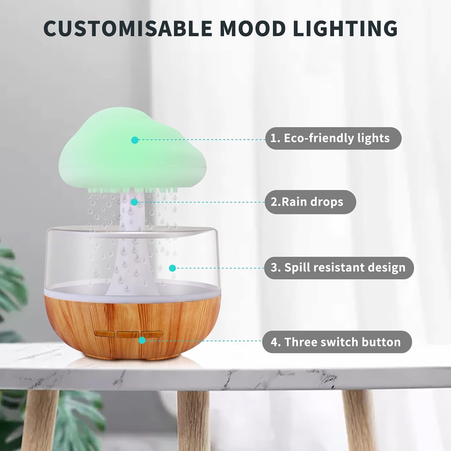 Raining Cloud Night Light Essential Oil Diffuser Humidifier