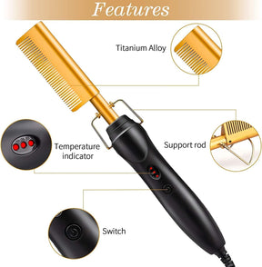 Hot Comb Hair Straightener, 2 in1 Ceramic Comb