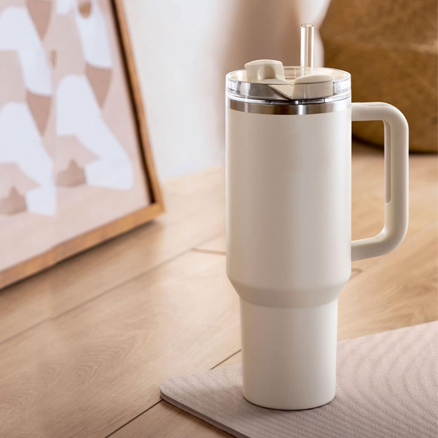 Stainless Steel Vacuum Cup Insulated Tumbler with Lid and Straw for Water, Iced Tea or Coffee, Smoothie and More