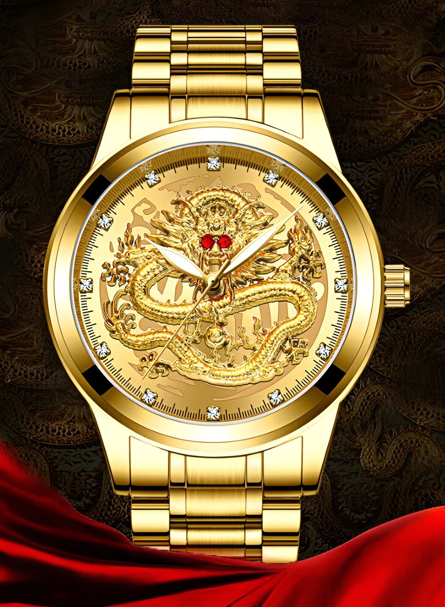 Luxury Golden Dragon Watch