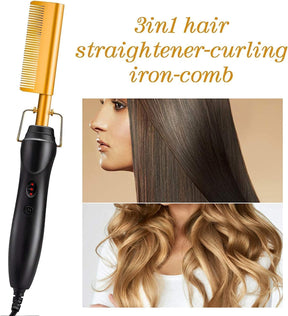 Hot Comb Hair Straightener, 2 in1 Ceramic Comb