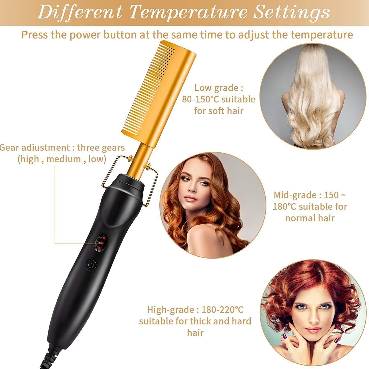 Hot Comb Hair Straightener, 2 in1 Ceramic Comb