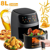 Air Fryer 8 Liter - Digital Oil-Less Air Fryer – 8 Cooking Presets – LED Digital Touch Screen with Large Window View – 2400W 360° Heating - Nonstick Easy to Clean