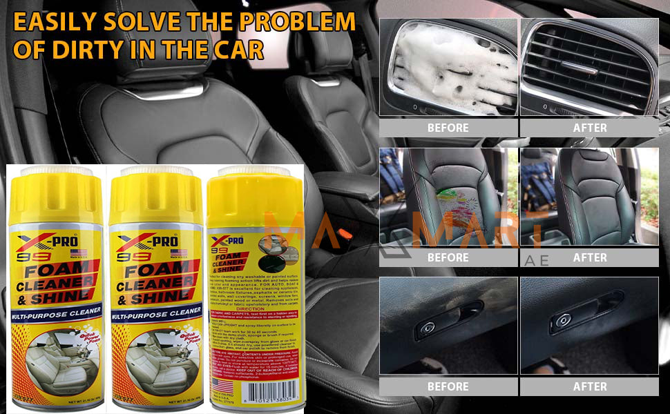 X-Pro Foam Cleaner And Shine For Interior- 600gms Multi-Purpose