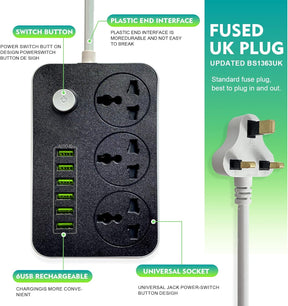 Power Strips Extension Cord 3 Outlets