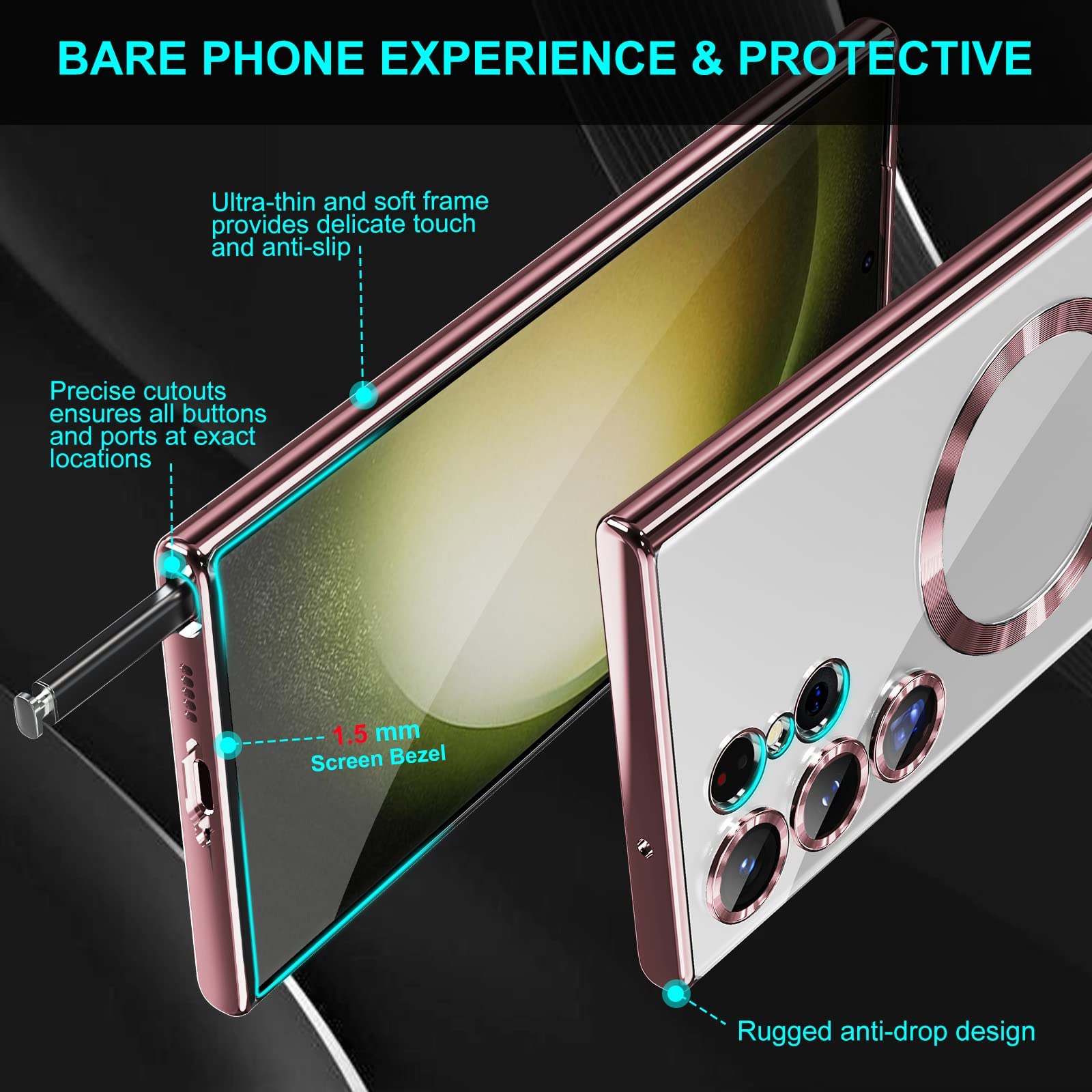 Galaxy S23 Ultra Magnetic Case with Camera Lens Protector