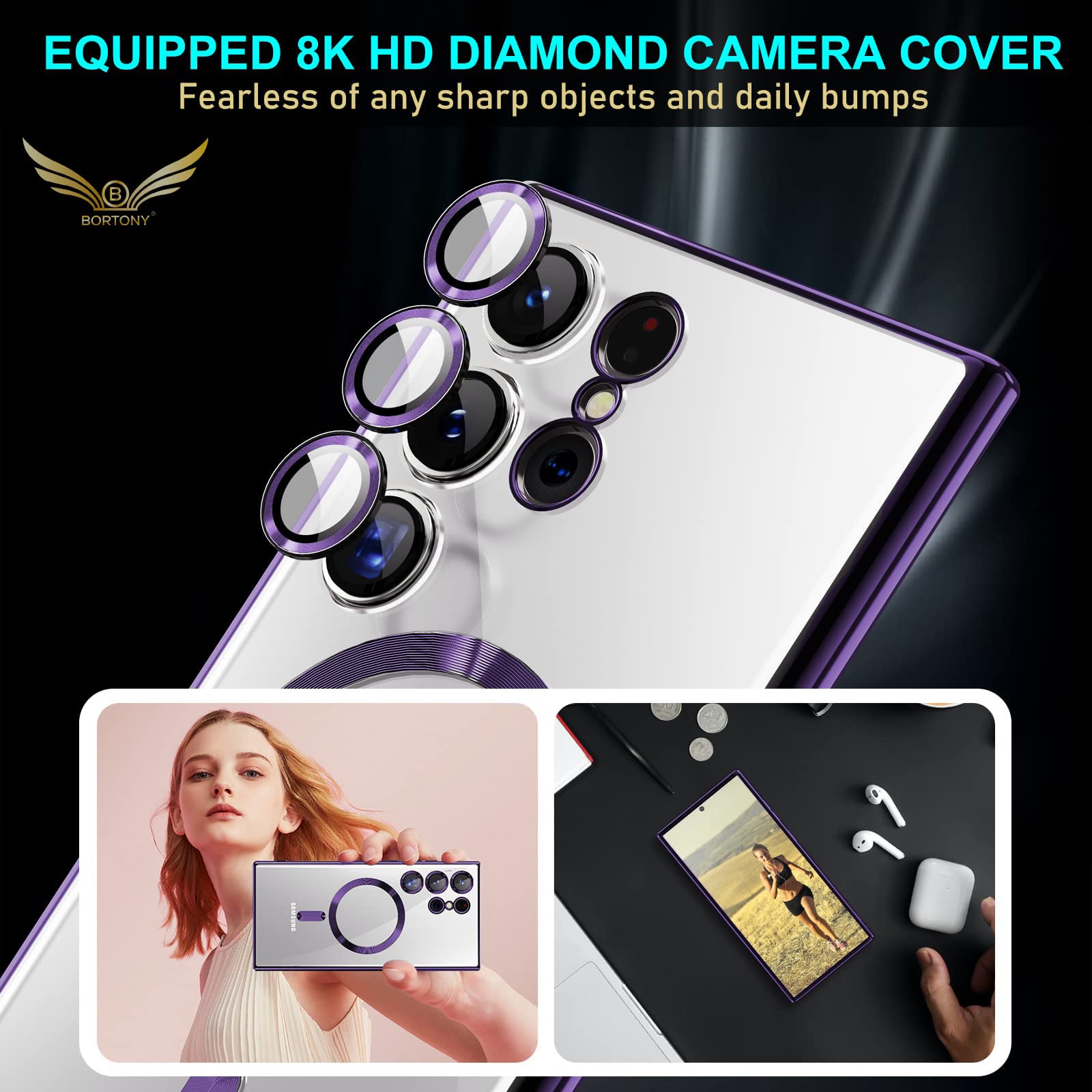 Galaxy S23 Ultra Magnetic Case with Camera Lens Protector