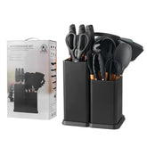 19-Pcs Kitchen Cooking Utensils & Knife Set with Block Holder & Cutting Board