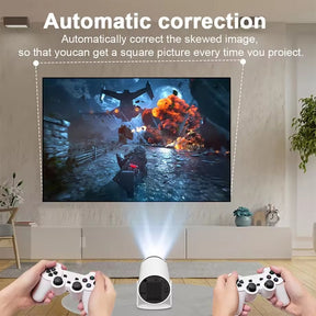 4K Projector with Gaming Console 2 in 1 Gaming Projector 64GB Retro 10000 Classic Game 1080P Portable Smart Projector WiFi 6 BT Compatible With Android iOS TV Box HDMI USB PS4 Game Controller